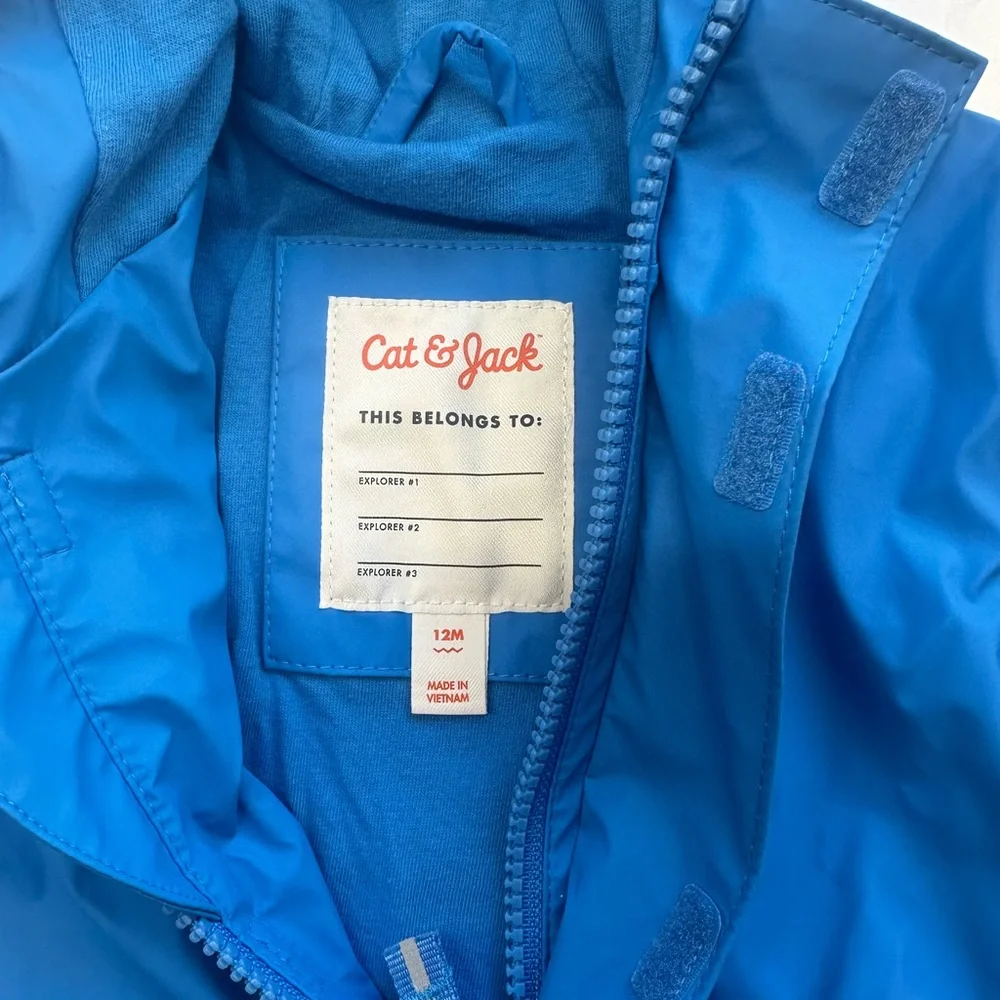 Cat & Jack Bright Blue Raincoat with Reflective Accents - Picture 3 of 3